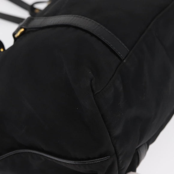 PRADA Tote Bag Nylon Black Gold Auth 157581