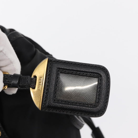 PRADA Tote Bag Nylon Black Gold Auth 157581