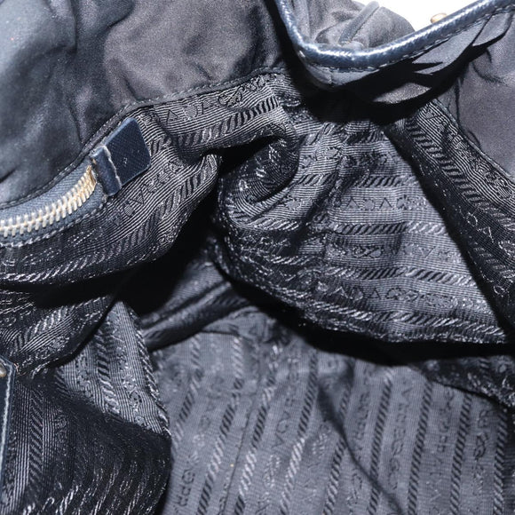 PRADA Tote Bag Nylon Black Gold Auth 157581