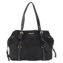 PRADA Tote Bag Nylon Black Gold Auth 157581-13