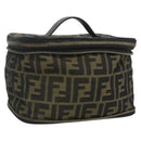 FENDI Zucca Canvas Vanity Pouch Black Brown Auth 157583-1
