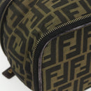FENDI Zucca Canvas Vanity Pouch Black Brown Auth 157583-11