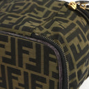 FENDI Zucca Canvas Vanity Pouch Black Brown Auth 157583-12
