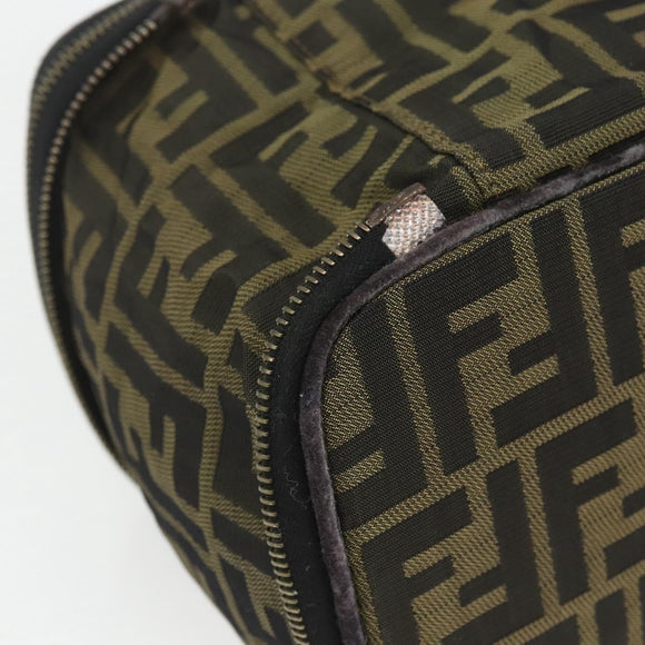 FENDI Zucca Canvas Vanity Pouch Black Brown Auth 157583