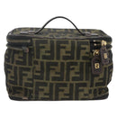 FENDI Zucca Canvas Vanity Pouch Black Brown Auth 157583-3