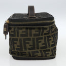 FENDI Zucca Canvas Vanity Pouch Black Brown Auth 157583-4