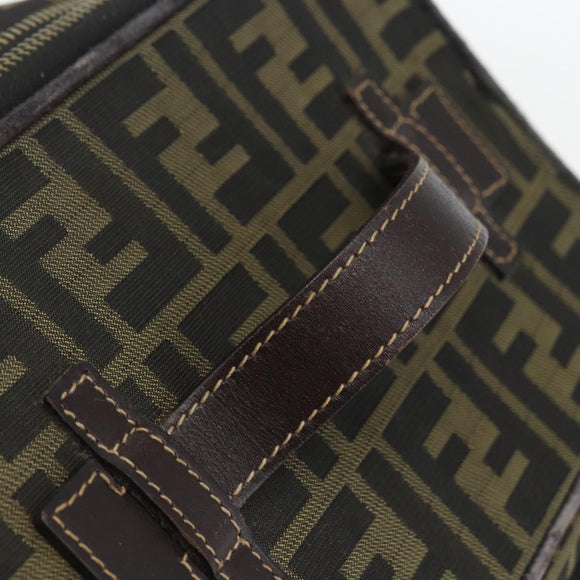 FENDI Zucca Canvas Vanity Pouch Black Brown Auth 157583