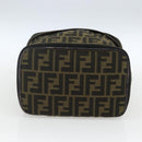 FENDI Zucca Canvas Vanity Pouch Black Brown Auth 157583-9