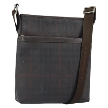 BURBERRY Nova Check Shoulder Bag PVC Black Silver Auth 157585