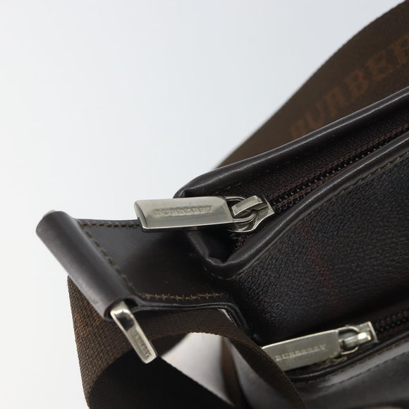 BURBERRY Nova Check Shoulder Bag PVC Black Silver Auth 157585