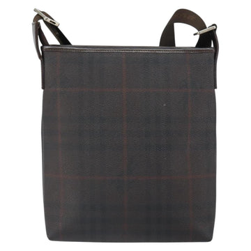 BURBERRY Nova Check Shoulder Bag PVC Black Silver Auth 157585 - 0