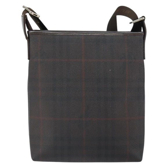 BURBERRY Nova Check Shoulder Bag PVC Black Silver Auth 157585