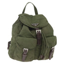PRADA Backpack Nylon Khaki Silver Auth 157586-1