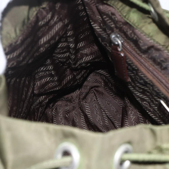 PRADA Backpack Nylon Khaki Silver Auth 157586