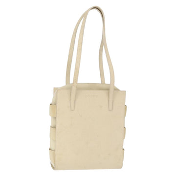 LOEWE Shoulder Bag Leather White Silver Auth 157588