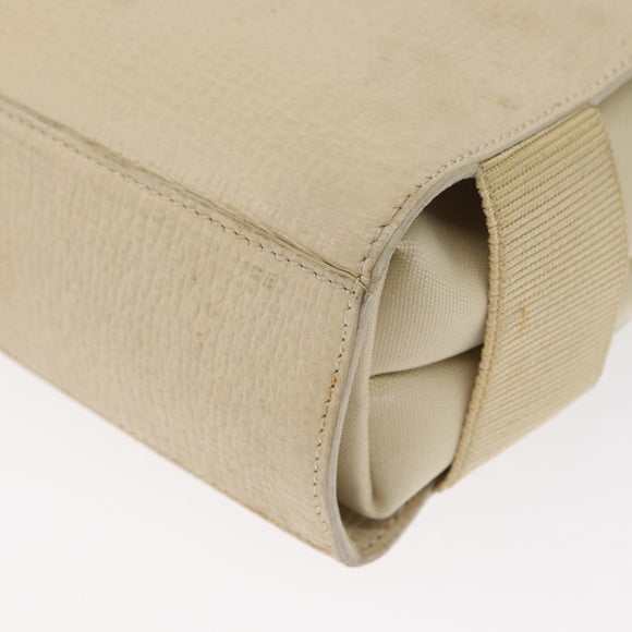 LOEWE Shoulder Bag Leather White Silver Auth 157588