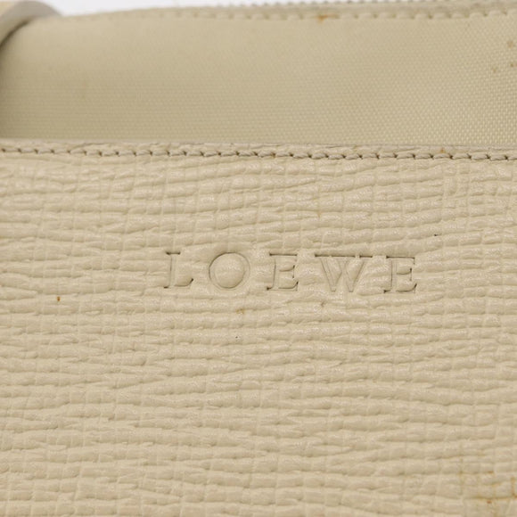 LOEWE Shoulder Bag Leather White Silver Auth 157588
