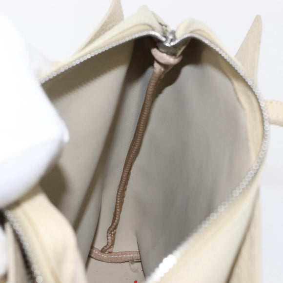 LOEWE Shoulder Bag Leather White Silver Auth 157588