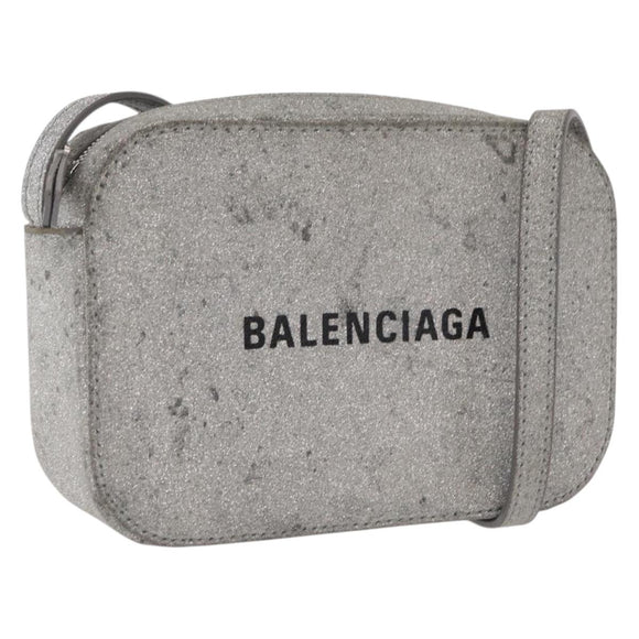 BALENCIAGA Everyday Camera Bag XS Shoulder Bag Leather Silver 552372 Auth 157590