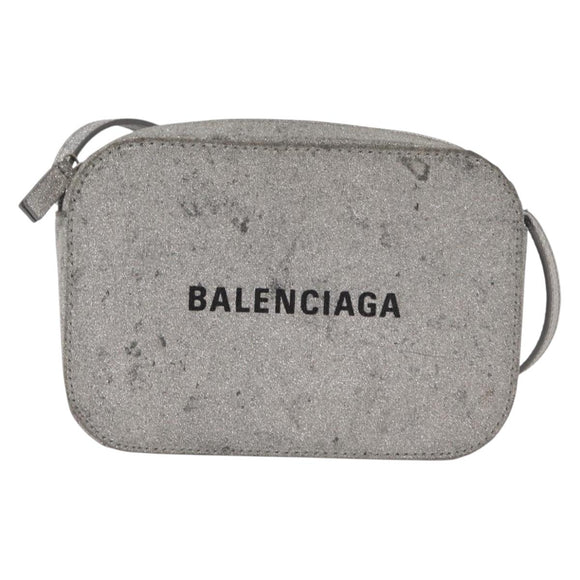 BALENCIAGA Everyday Camera Bag XS Shoulder Bag Leather Silver 552372 Auth 157590