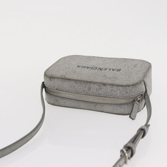 BALENCIAGA Everyday Camera Bag XS Shoulder Bag Leather Silver 552372 Auth 157590