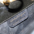 Salvatore Ferragamo Chain Gancini Shoulder Bag Enamel Black Gold Auth 157615-15
