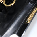 Salvatore Ferragamo Chain Gancini Shoulder Bag Enamel Black Gold Auth 157615-16