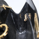 Salvatore Ferragamo Chain Gancini Shoulder Bag Enamel Black Gold Auth 157615-17