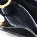 Salvatore Ferragamo Chain Gancini Shoulder Bag Enamel Black Gold Auth 157615-19