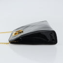 Salvatore Ferragamo Chain Gancini Shoulder Bag Enamel Black Gold Auth 157615-5