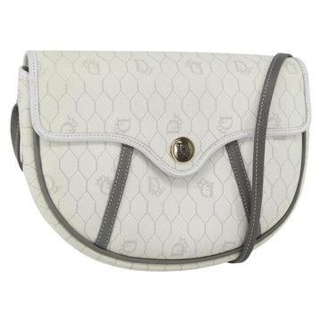 Christian Dior Honeycomb Canvas Shoulder Bag PVC Gold White Auth 157616