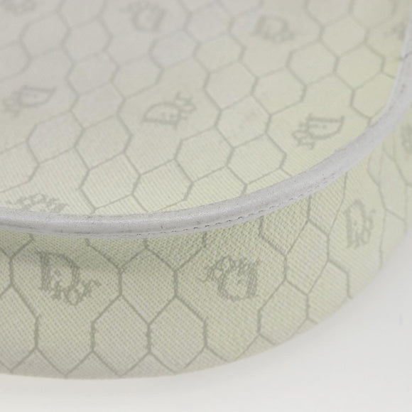 Christian Dior Honeycomb Canvas Shoulder Bag PVC Gold White Auth 157616