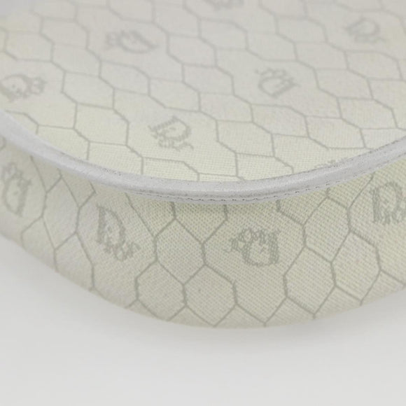 Christian Dior Honeycomb Canvas Shoulder Bag PVC Gold White Auth 157616