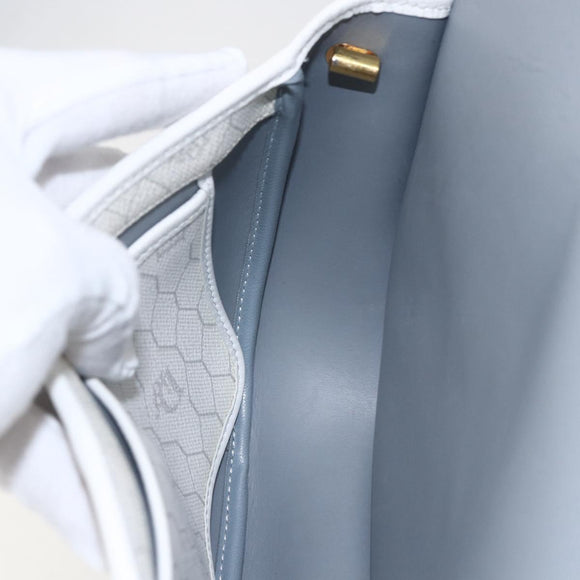 Christian Dior Honeycomb Canvas Shoulder Bag PVC Gold White Auth 157616