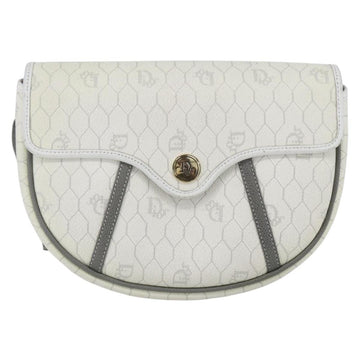 Christian Dior Honeycomb Canvas Shoulder Bag PVC Gold White Auth 157616 - 0