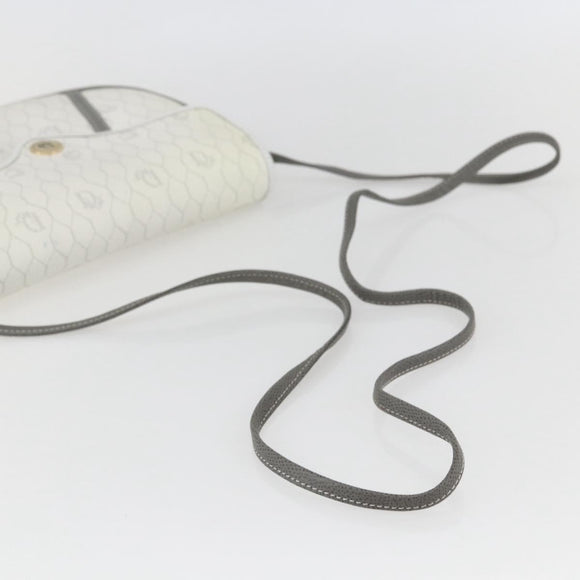 Christian Dior Honeycomb Canvas Shoulder Bag PVC Gold White Auth 157616