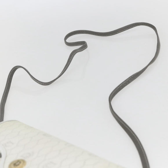 Christian Dior Honeycomb Canvas Shoulder Bag PVC Gold White Auth 157616