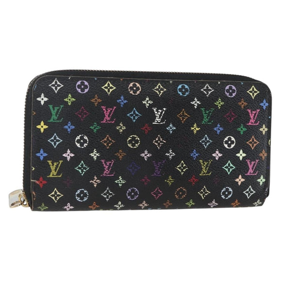 LOUIS VUITTON Monogram Multicolor Zippy Wallet Wallet Black M60243 Auth 157617