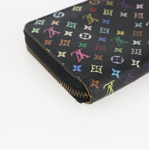 LOUIS VUITTON Monogram Multicolor Zippy Wallet Wallet Black M60243 Auth 157617