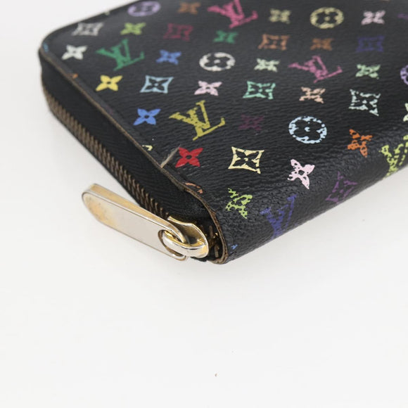 LOUIS VUITTON Monogram Multicolor Zippy Wallet Wallet Black M60243 Auth 157617
