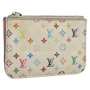 LOUIS VUITTON Multicolor Pochette Cles NM Coin Purse White M93734 LV Auth 157618-1
