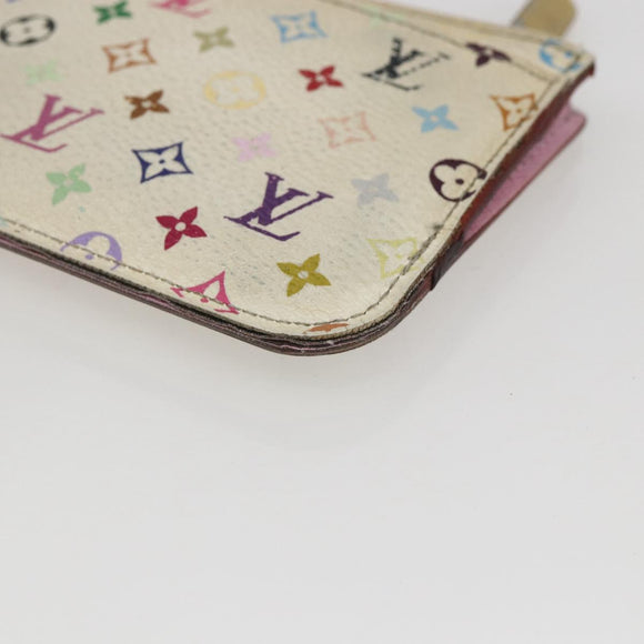 LOUIS VUITTON Multicolor Pochette Cles NM Coin Purse White M93734 LV Auth 157618