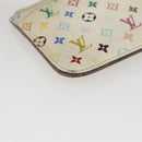 LOUIS VUITTON Multicolor Pochette Cles NM Coin Purse White M93734 LV Auth 157618-16