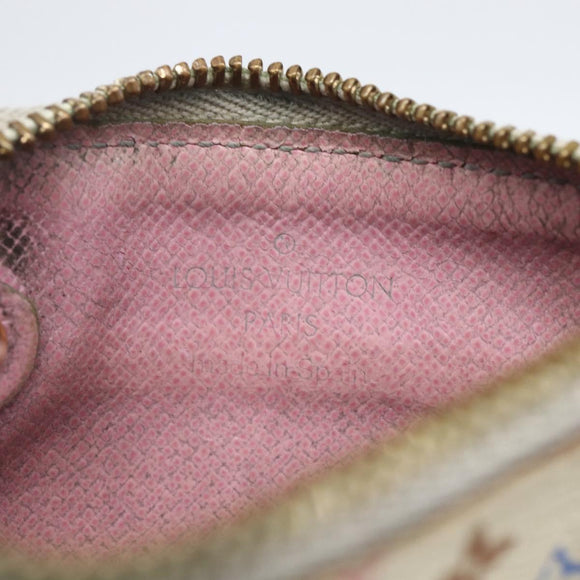 LOUIS VUITTON Multicolor Pochette Cles NM Coin Purse White M93734 LV Auth 157618