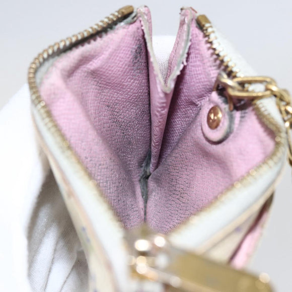 LOUIS VUITTON Multicolor Pochette Cles NM Coin Purse White M93734 LV Auth 157618