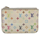 LOUIS VUITTON Multicolor Pochette Cles NM Coin Purse White M93734 LV Auth 157618-13