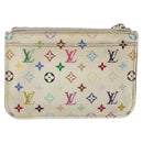 LOUIS VUITTON Multicolor Pochette Cles NM Coin Purse White M93734 LV Auth 157618-2