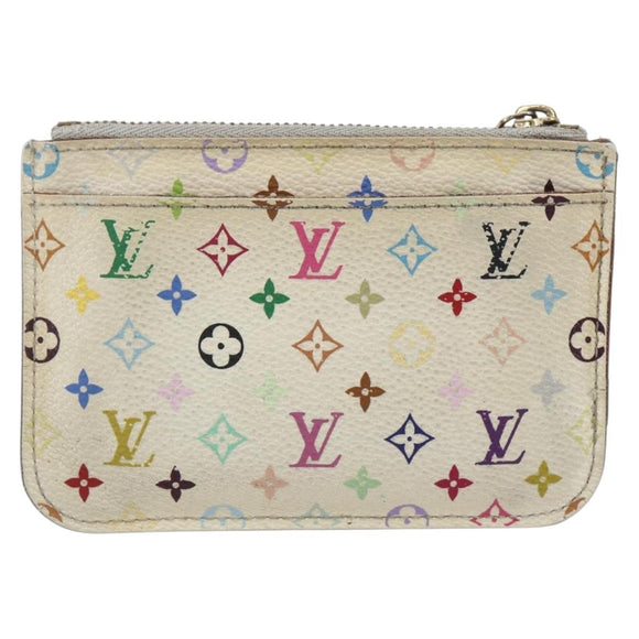 LOUIS VUITTON Multicolor Pochette Cles NM Coin Purse White M93734 LV Auth 157618