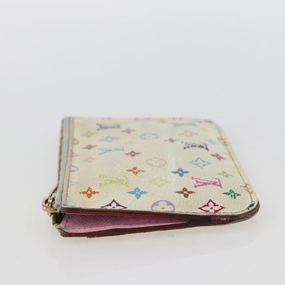 LOUIS VUITTON Multicolor Pochette Cles NM Coin Purse White M93734 LV Auth 157618