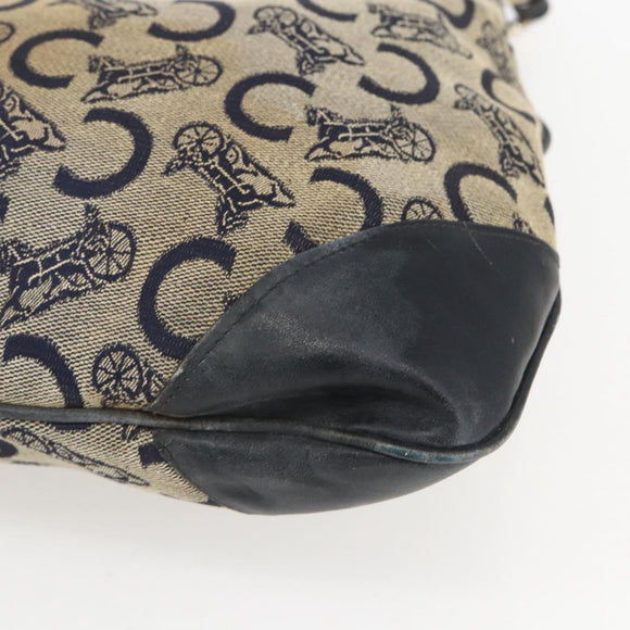CELINE C Sulky Shoulder Bag Navy Gold Auth 157624